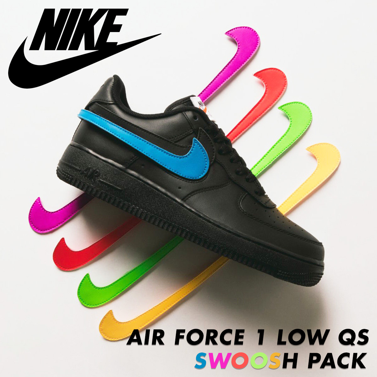 nike air force one swoosh pack black