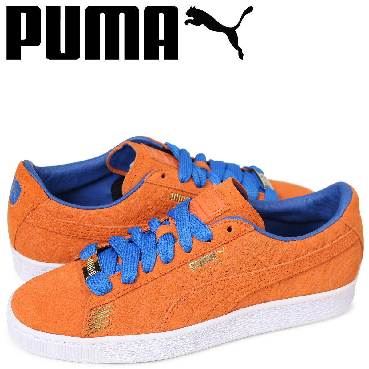 orange and blue puma shoes