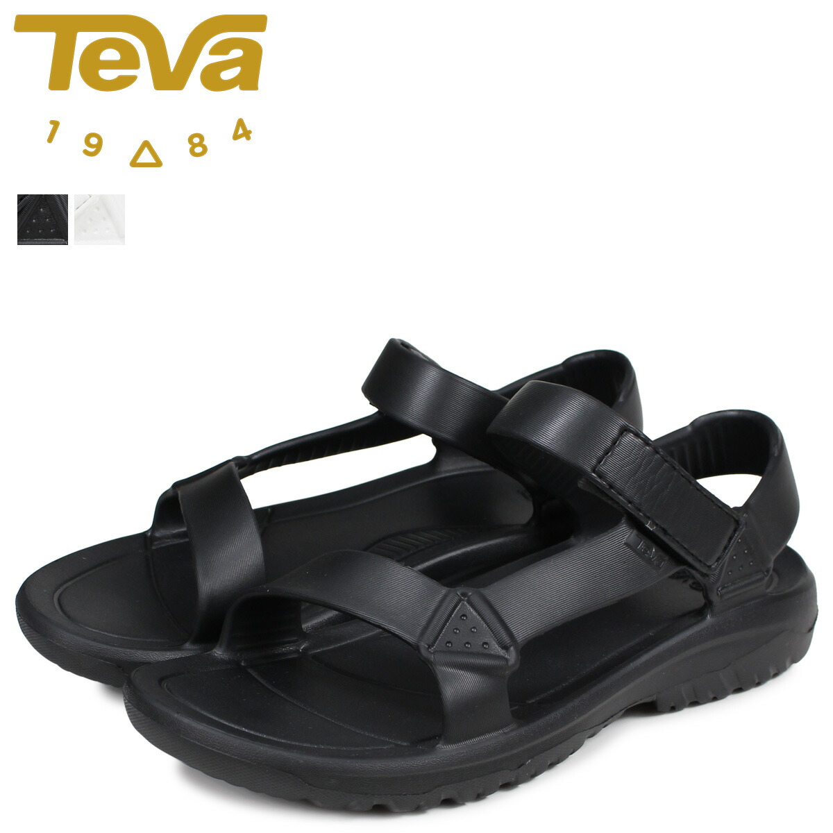 black and white teva sandals