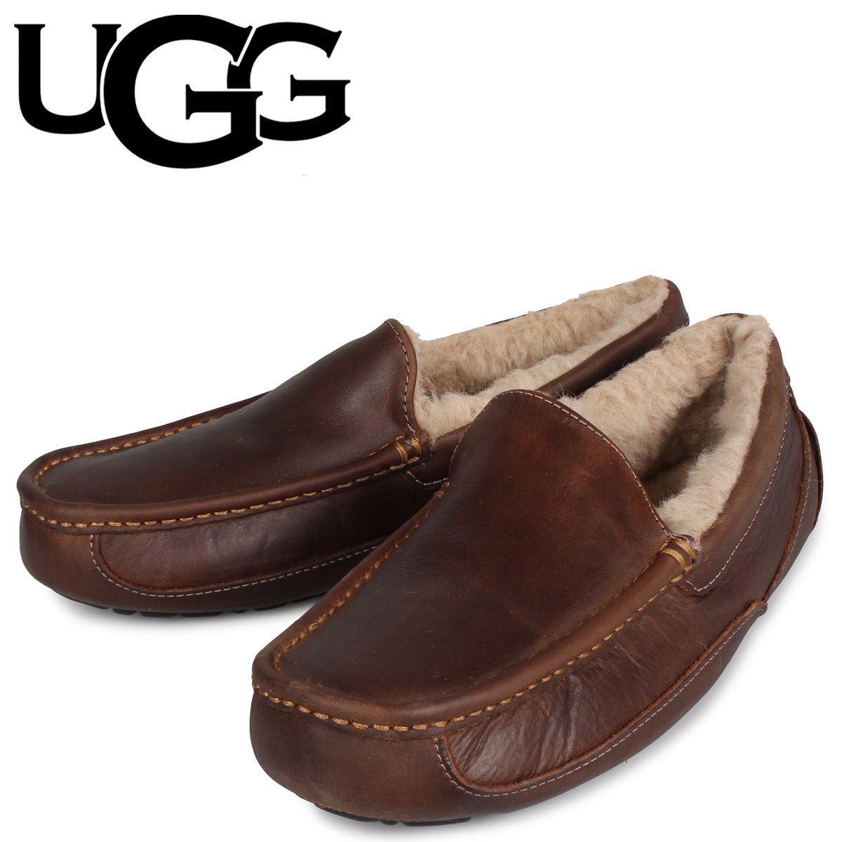 日本最大級 Ugg アグ スリッポン モカシン アスコット メンズ レザー Mens Ascot ブラウン 想像を超えての Scb Createmedia Group Com