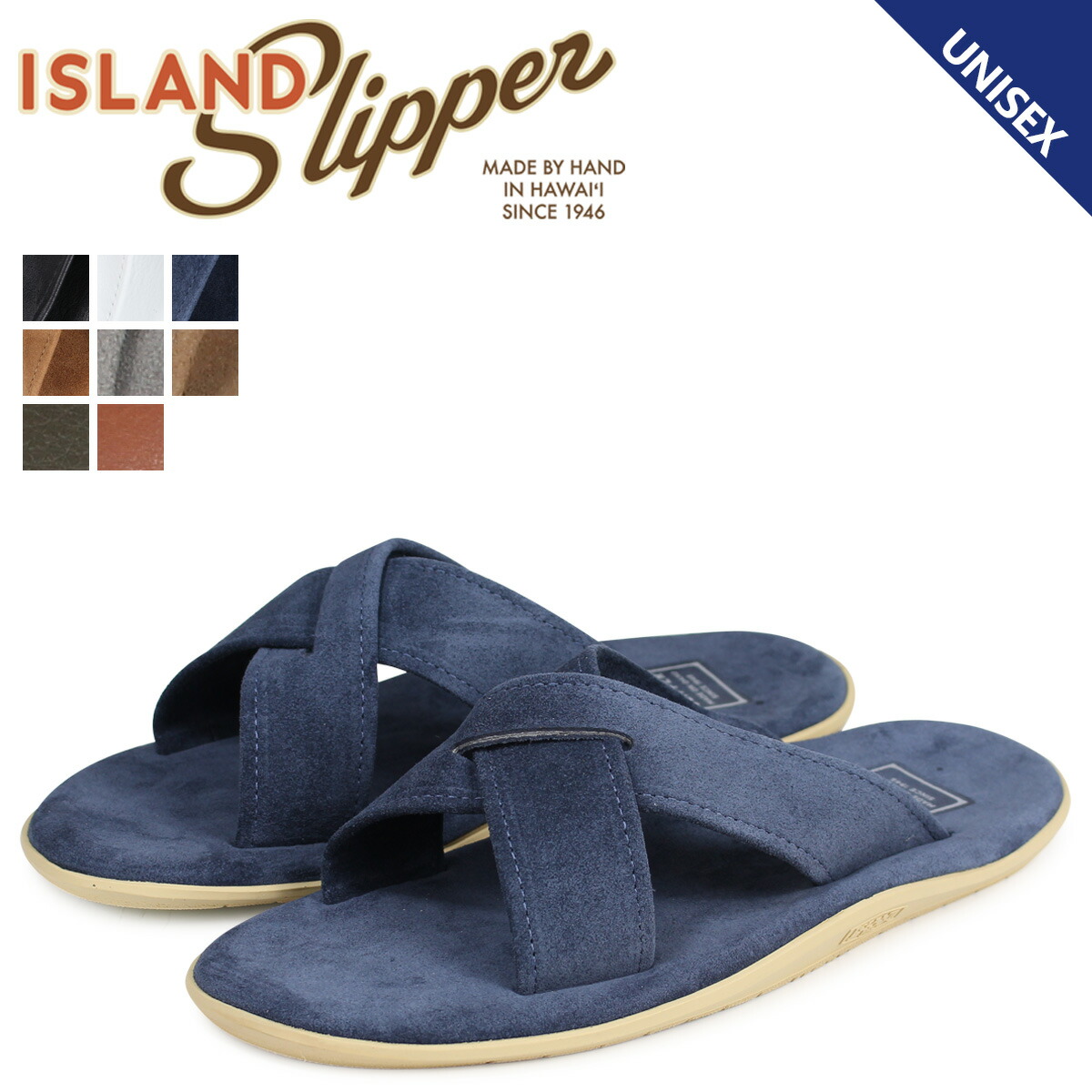  SLIPPER スエード サンダル サイズ10 ネイビー ISLAND SLIPPER アイランドスリッパ サンダル メンズ スエード