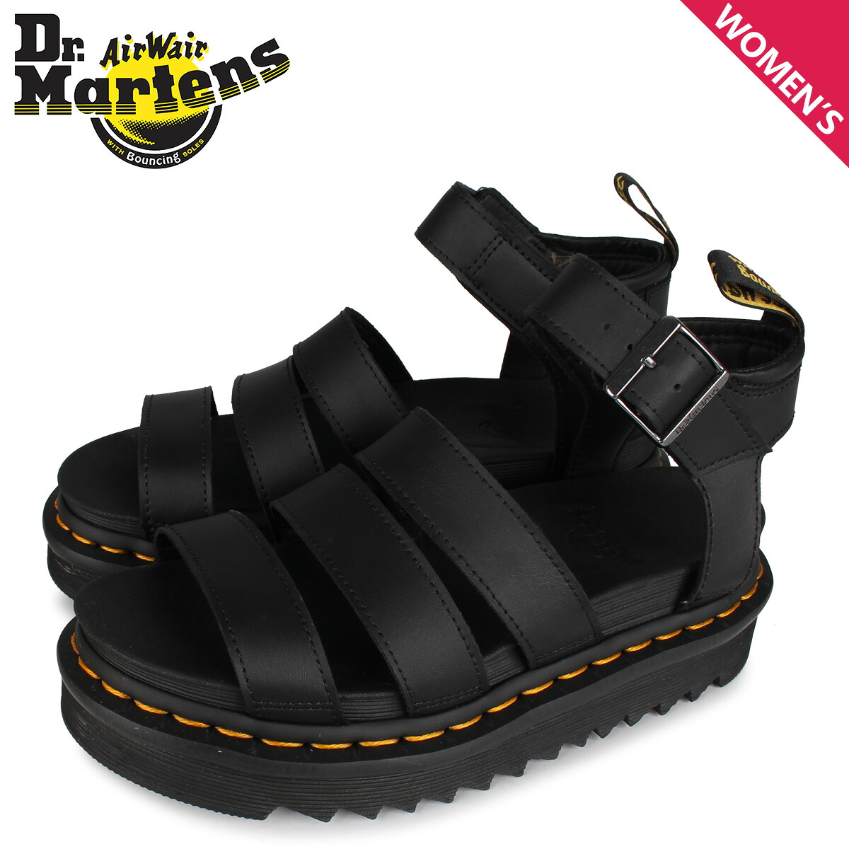 【最大1000円OFFクーポン発行中 7/27 10:59まで!】 ドクターマーチン Dr.Martens サンダル ストラップサンダル ブレア レディース 厚底 BLAIRE ブラック 黒 R24235001|スニークオンラインショップ