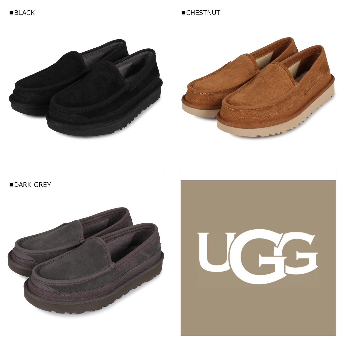 スニークオンラインショップ デックス アグ Ugg ブラウン 黒 スリッポン ダーク Dex メンズ アグ あす楽対応 ブラック Ugg 送料無料 25cm 29cm モカシン 最大600円クーポン Dex Ugg Mens グレー ブラウン メンズ デックス