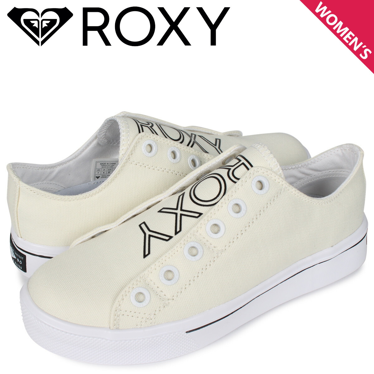 ロキシー Roxy スニーカー スリッポン レディース 2way Light Up Canvas ホワイト 白 Rft4401 人気デザイナー