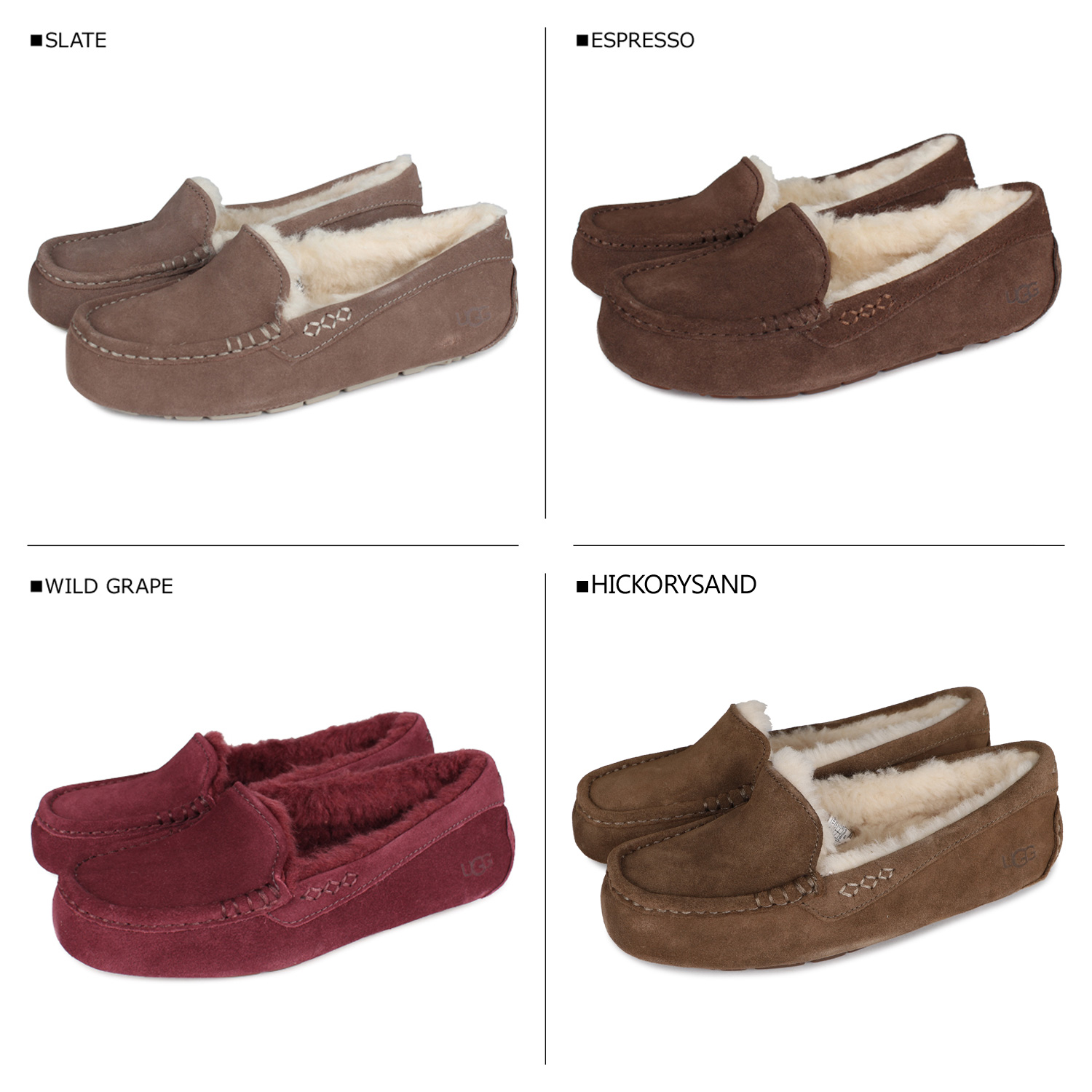 おすすめ特集 UGG アグ モカシン アンスレー スリッポン ムートン シューズ レディース シープスキン WOMENS ANSLEY グレー