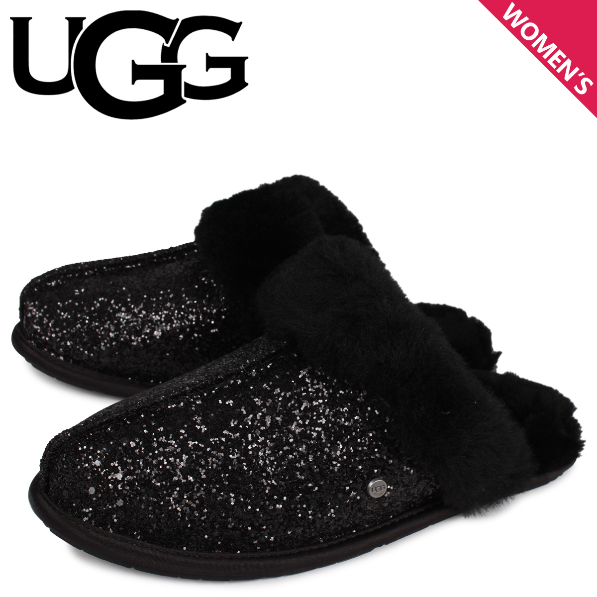 UGG アグ スリッポン スリッパ ルームシューズ スカフェット 2 コスモス レディース シープスキン SCUFFETTE II COSMOS  ブラック 黒 1115911 超高品質で人気の