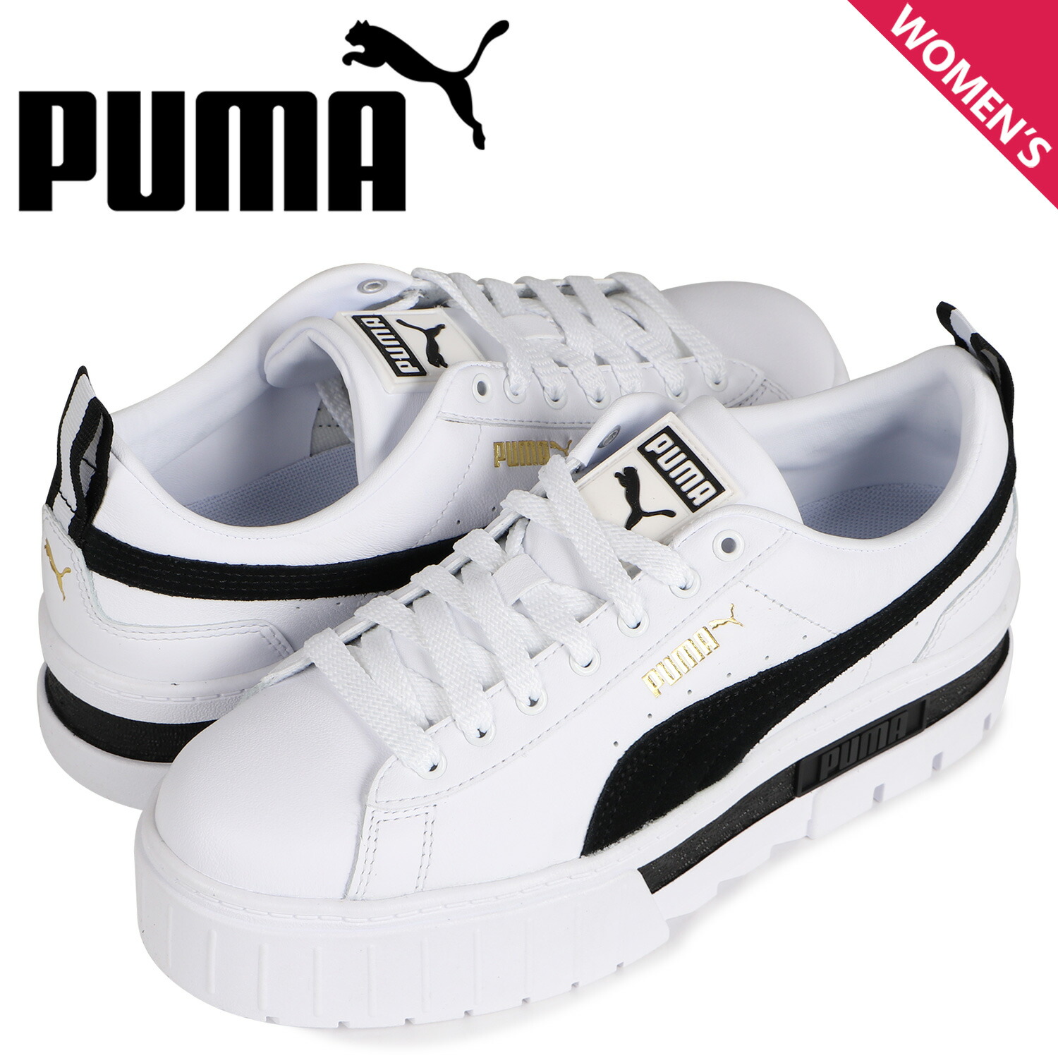 Puma プーマ スニーカー レディース メイズ レザー ウィメンズ 厚底 Mayze Leather Womens ホワイト 白 3819 01 安心発送