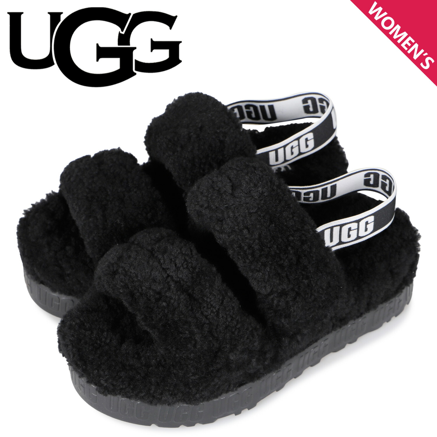 UGG アグ サンダル レディース 厚底 ファー オー フラッフィータ OH FLUFFITA ブラック 黒 1120876 最大57%OFFクーポン