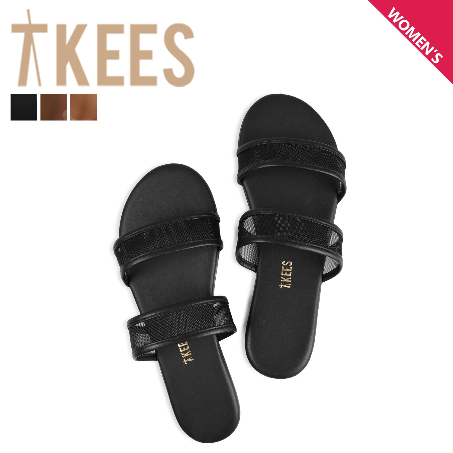 【最大1000円OFFクーポン発行中 4/12 23:59まで！】 Tkees ティキーズ サンダル スライドサンダル レディース WOMENS SANDAL VIV ブラック ブラウン ベージュ 黒 母の日