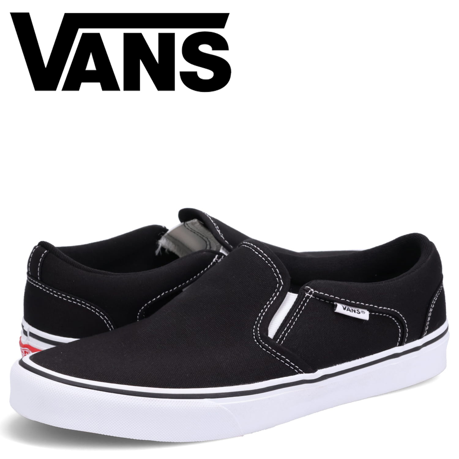 Vans ヴァンズ スニーカー スリッポン アッシャー メンズ レディース バンズ Asher ブラック 黒 Vn000seq187 Sale 102 Off