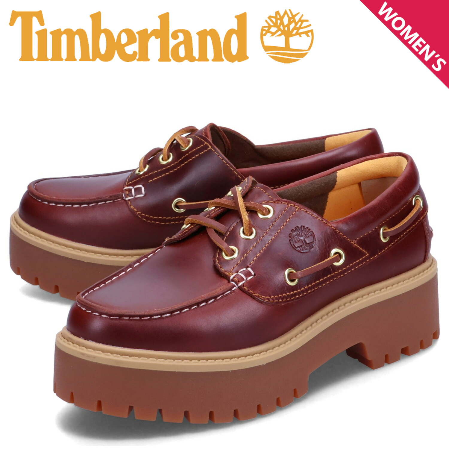 Timberland バーガンディ デッキシューズ 定番】スリーアイ(3eye) クラシックラグ メンズ（モカシン