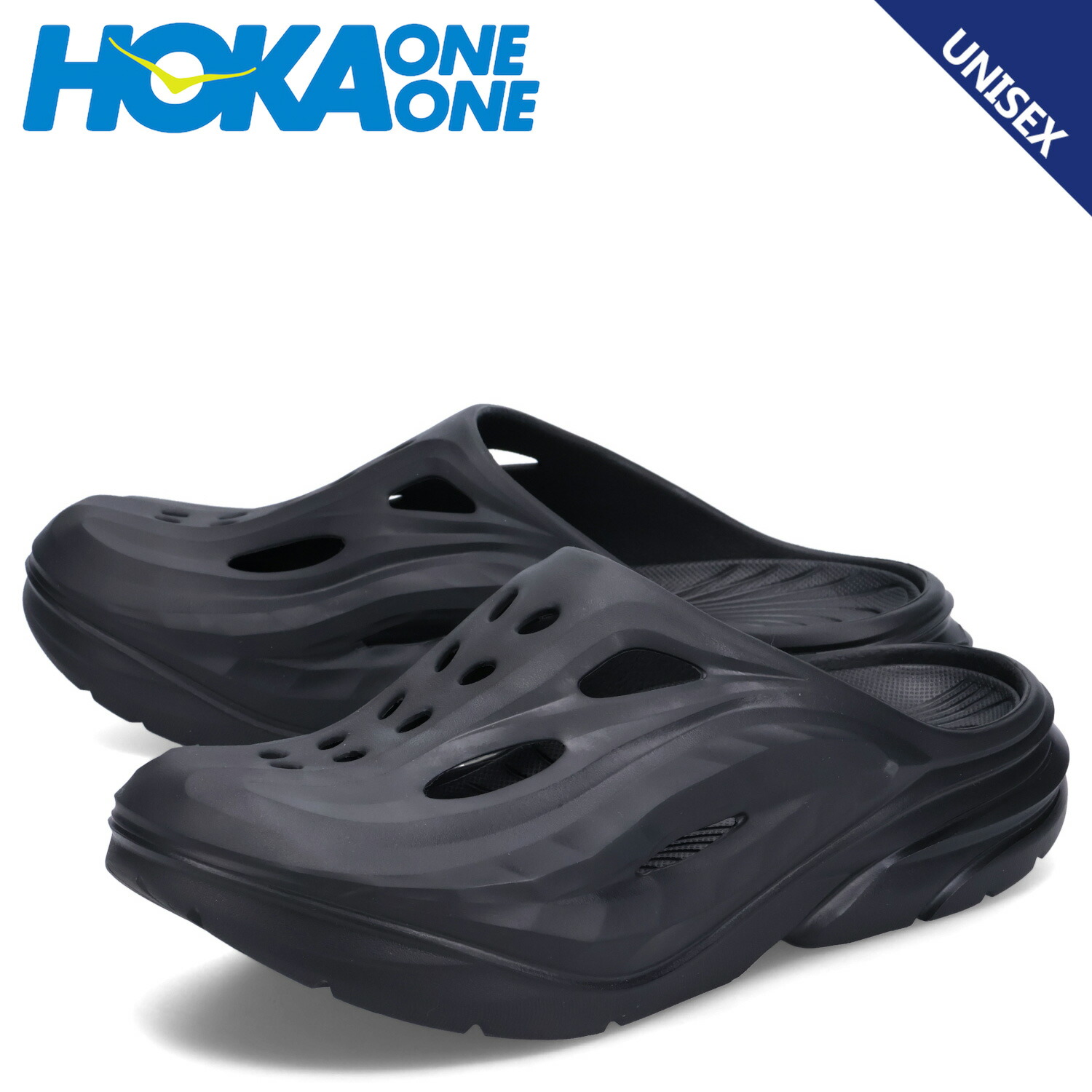 ホカ HOKA U ORA RECOVERY MULE （BLACK / BLACK