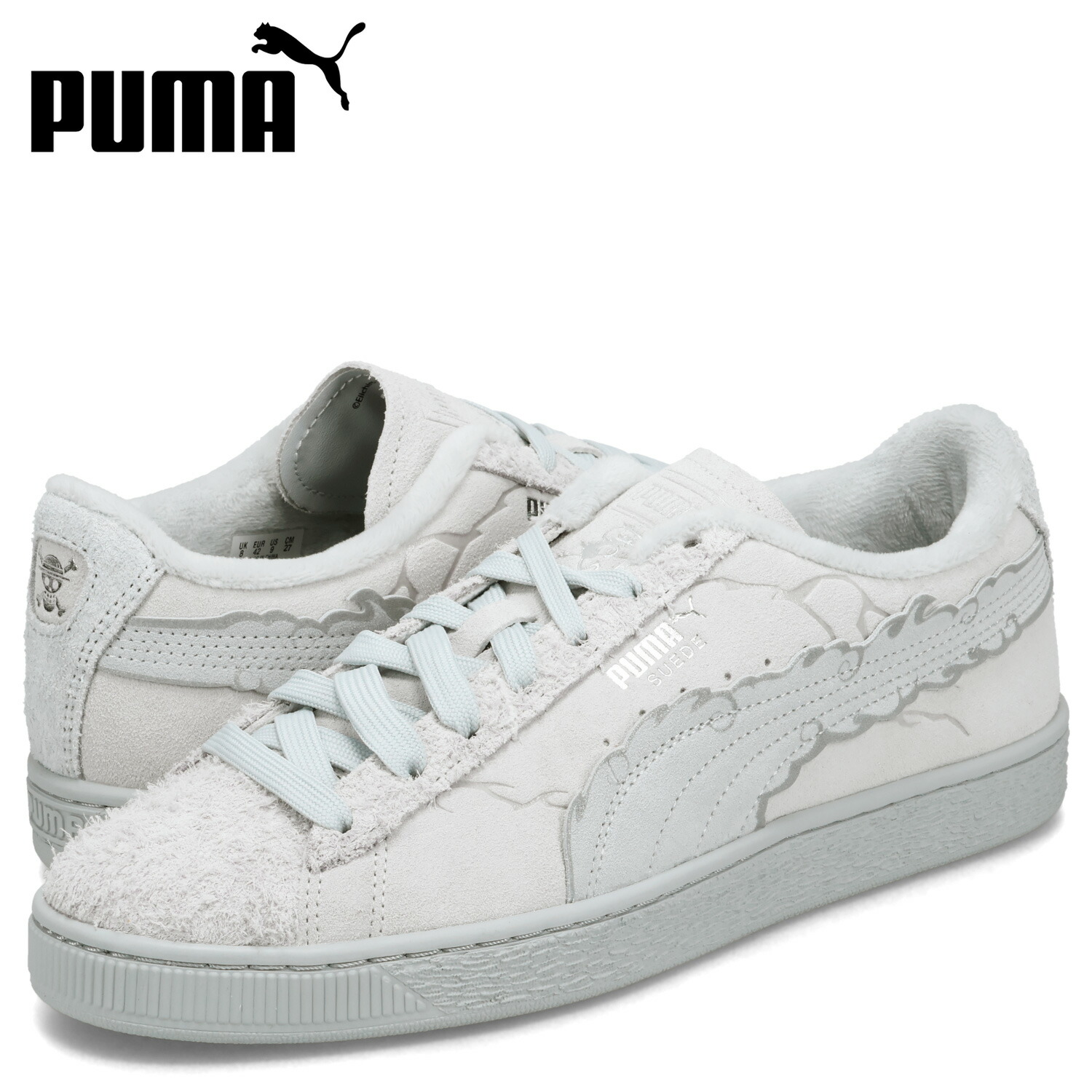 PUMA プーマ スウェード 3 ワンピース ルフィー スニーカー メンズ 麦わらのルフィ スエード コラボ SUEDE 3 ONE PIECE MONKEY D. LUFFY グレー 396524-01画像