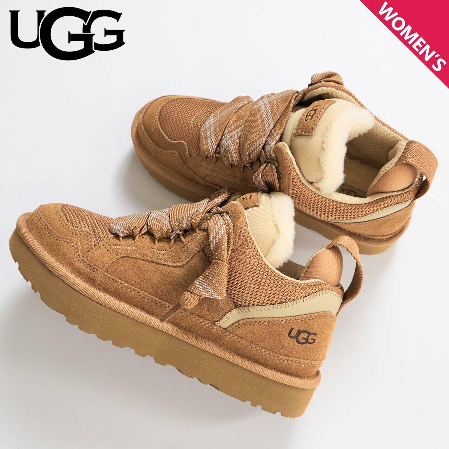 UGG ベージュ ゴールド スニーカー UGG アグ スニーカー ゴールデンクッシュ レディース 厚底 W