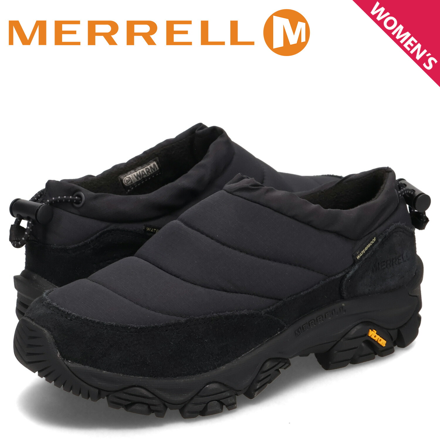 【最大1000円OFFクーポン発行中 4/17 11:59まで！】 メレル MERRELL シューズ スリッポン ウインターシューズ コールドパック 3 ゼロ サーモ ウォータープルーフ レディース 防水 COLDPACK 3 ZERO THERMO WATERPROOF ブラック 黒 J5006755 母の日