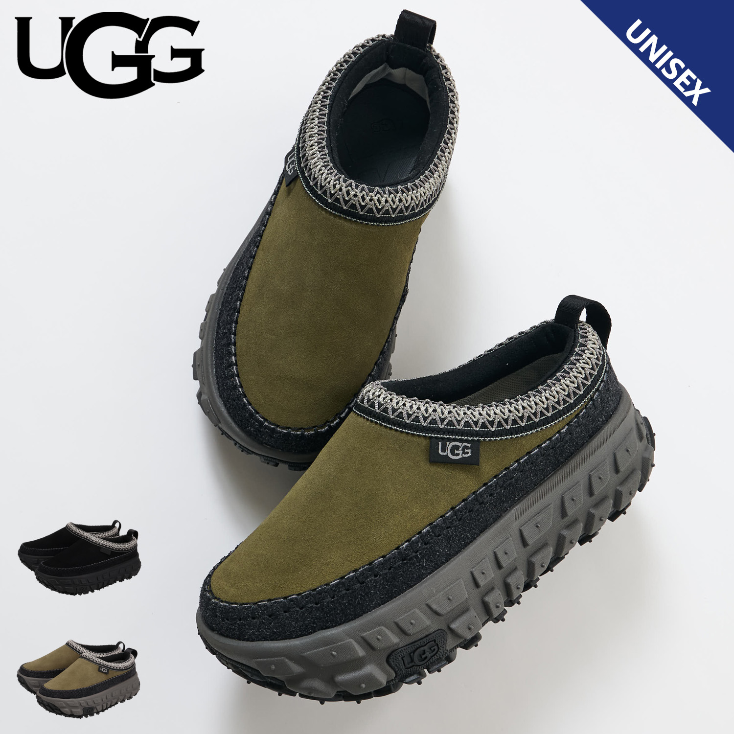 UGG アグ スリッポン シューズ ベンチャー デイズ メンズ レディース 厚底 VENTURE DAZE ブラック オリーブ 黒 1154530 【正規品】画像