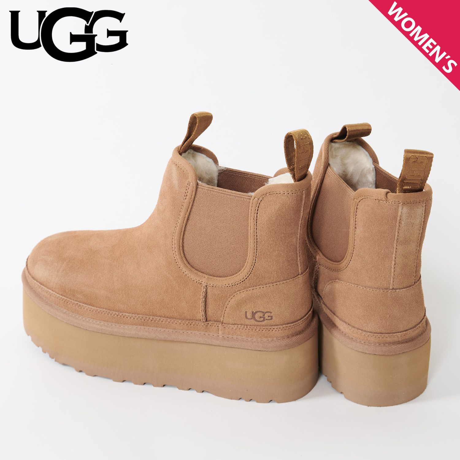 【楽天市場】【 最大1000円OFFクーポン！12/11 11:59まで 】 UGG アグ ブーツ ムートンブーツ ウィメンズ ニューメル  プラットフォーム チェルシー レディース 厚底 W NEUMEL PLATFORM CHELSEA チェスナット 1134526 :  スニークオンラインショップ