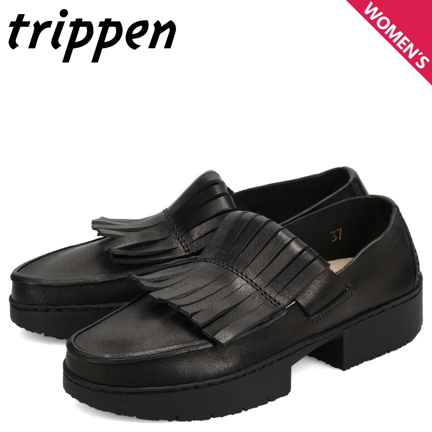 【最大1000円OFFクーポン発行中 7/27 10:59まで!】 trippen トリッペン ローファー フリンジ タイガー レザーシューズ 革靴 レディース TIGER-WAW252 ブラック 黒 618-244|スニークオンラインショップ