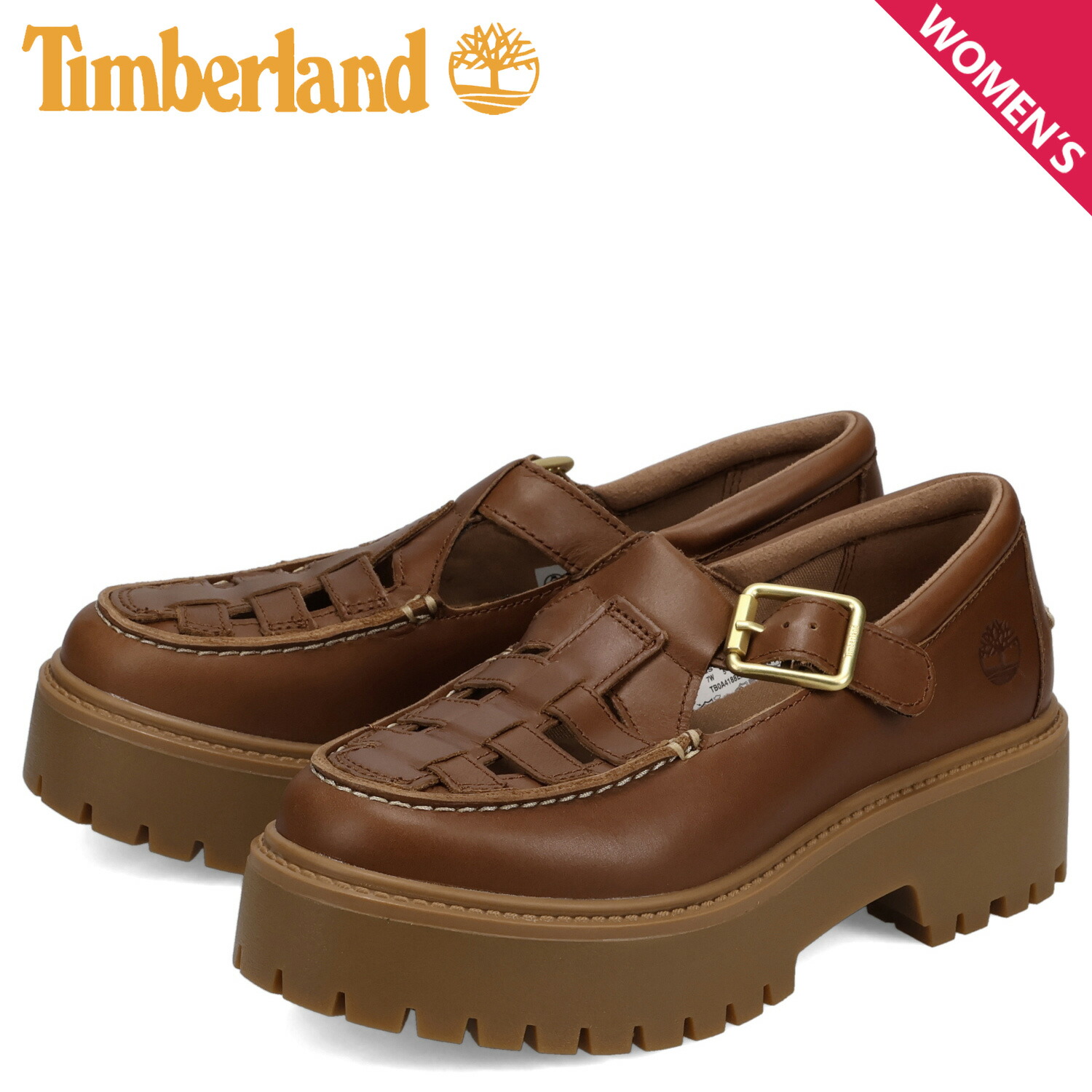 【最大1000円OFFクーポン発行中 4/17 11:59まで！】 ティンバーランド Timberland シューズ ストーン ストリート バックル レディース 革 レザー 本革 厚底 STONE STREET BUCKLE ブラウン A4188 母の日