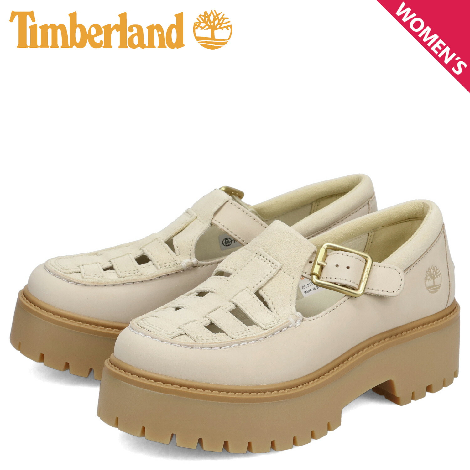 【最大1000円OFFクーポン発行中 7/27 10:59まで！】 ティンバーランド Timberland シューズ ストーン ストリート バックル レディース 革 レザー 本革 厚底 STONE STREET BUCKLE ホワイト 白 A4188｜スニークオンラインショップ