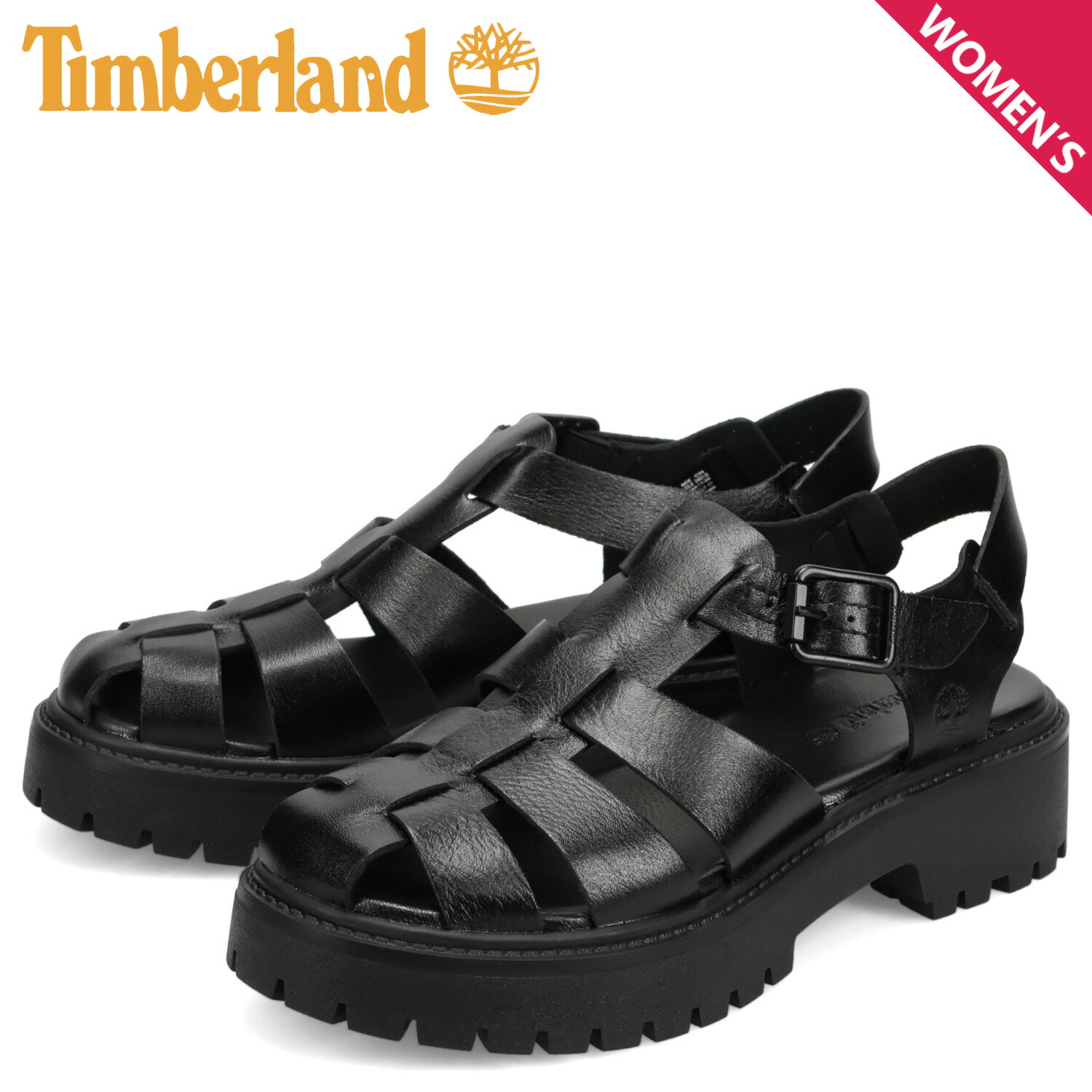 【最大1000円OFFクーポン発行中 4/17 11:59まで！】 ティンバーランド Timberland サンダル トーン ストリート フィッシャーマン レディース 本革 厚底 STONE STREET FISHERMAN SANDAL ブラック 黒 A5S65 母の日