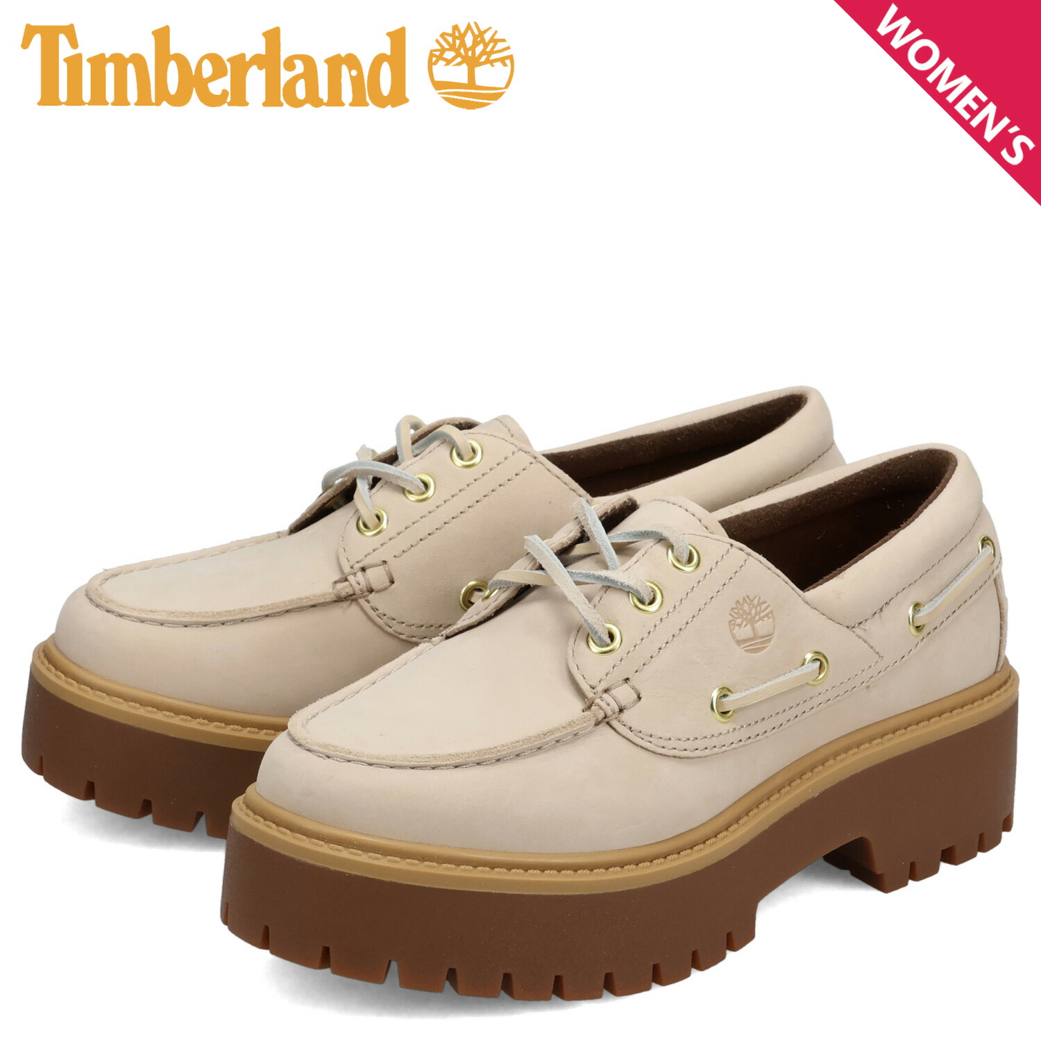 ティンバーランド Timberland デッキシューズ ストーン ストリート ボートシューズ レディース 革 レザー 本革 厚底 STONE STREET BOAT SHOE ベージュ A6AVY 母の日