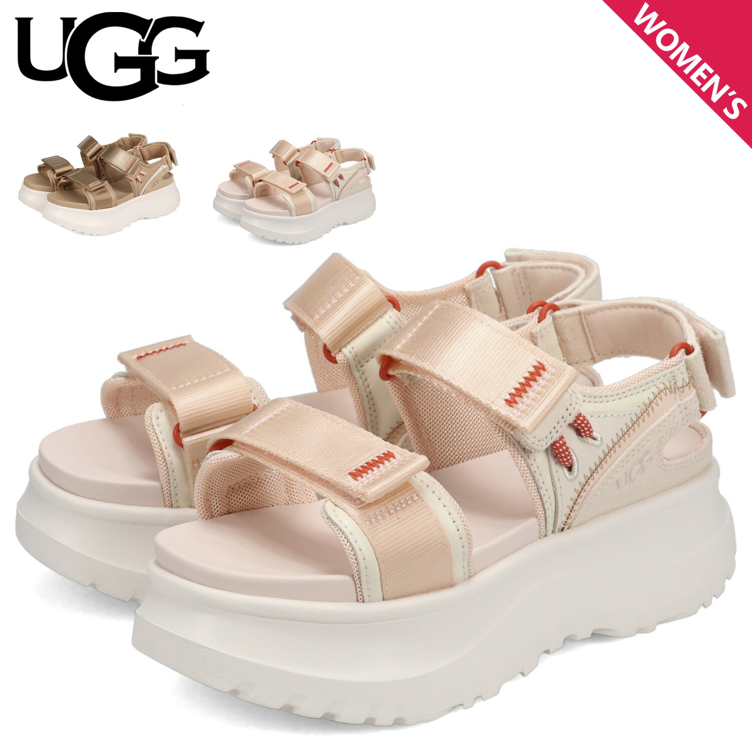 【最大1000円OFFクーポン発行中 7/27 10:59まで！】 UGG アグ サンダル ストラップサンダル アストロメトロ レディース 厚底 ASTROMETRO STRAP ブラウン ピンク 1175297｜スニークオンラインショップ