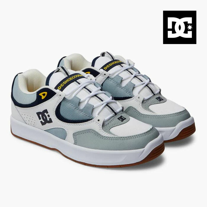 DC スニーカー スケシュー メンズ DC SHOES KALYNX ZERO DS241001 WGY ディーシーシューズ カリンクス ゼロ スケート スケートシューズ スニーカー 白 グレー レザー ヌバック スエード メッシュ画像