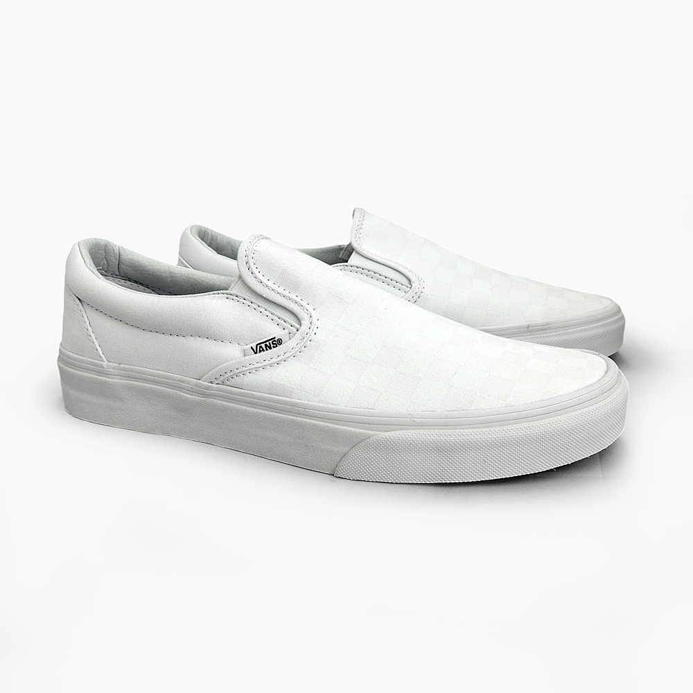 white slip on vans cheap