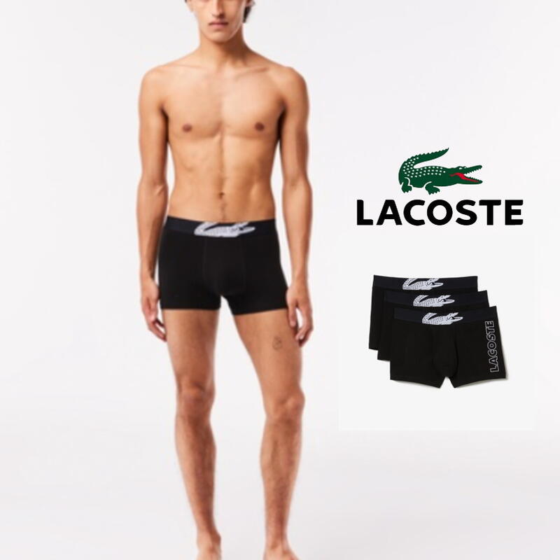 ４月限定！最大全額ポイント還元※要エントリー ラコステ LACOSTE クロック プリント トランク ショーツ 3パック ブラック 5H2082-10 031［WA］【GHOM】