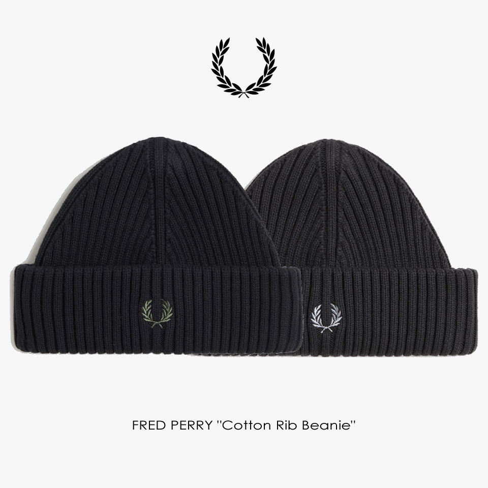 ７月限定！最大全額ポイント還元※要エントリー フレッドペリー FRED PERRY 帽子 コットン リブ ビーニー Cotton Rib Beanie C8148 102(ブラック) M31(アンコールグレー)［CP］【GIFF】｜すにーかー倉庫