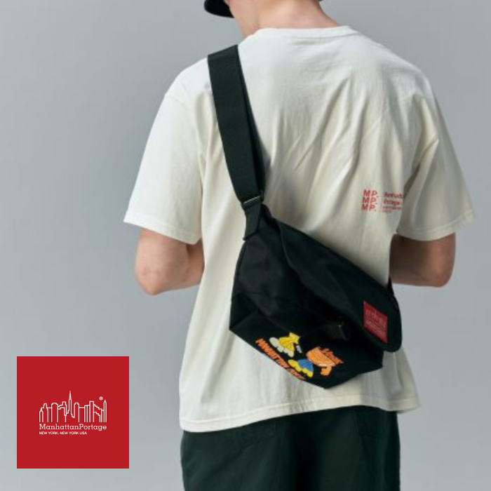 マンハッタンポーテージ Manhattan Portage ナイロン メッセンジャーバッグ JR フラップ ジッパー ポケット ローレン マーティン ブラック Nylon Messenger Bag JR Flap Zipper Pocket Lauren Martin 1605-JR-FZP-LAUREN BLK ［BG］【GIFO】 9,377円
