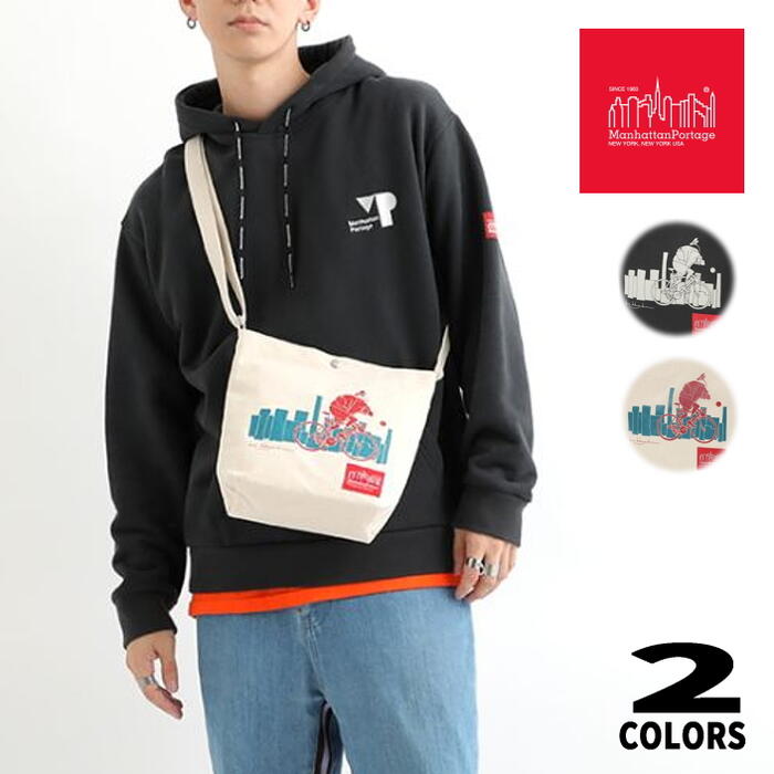 ４月限定！最大全額ポイント還元※要エントリー マンハッタンポーテージ Manhattan Portage ノース ブラザー ショルダー バッグ キャンバス ライト アート 22 1490-CV-L-ART-22 BLK(ブラック) NTL(ナチュラル) ［BG］【GGFF】