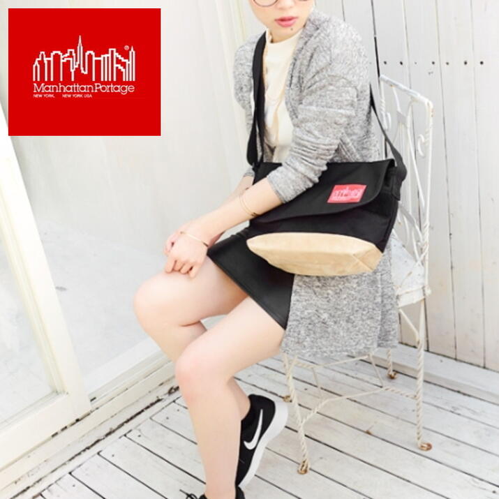 ４月限定！最大全額ポイント還元※要エントリー 定番 Manhattan Portage マンハッタンポーテージ ナイロン メッセンジャーバッグ スウェード ブラック 1605-JR-SD-12 ［BG］