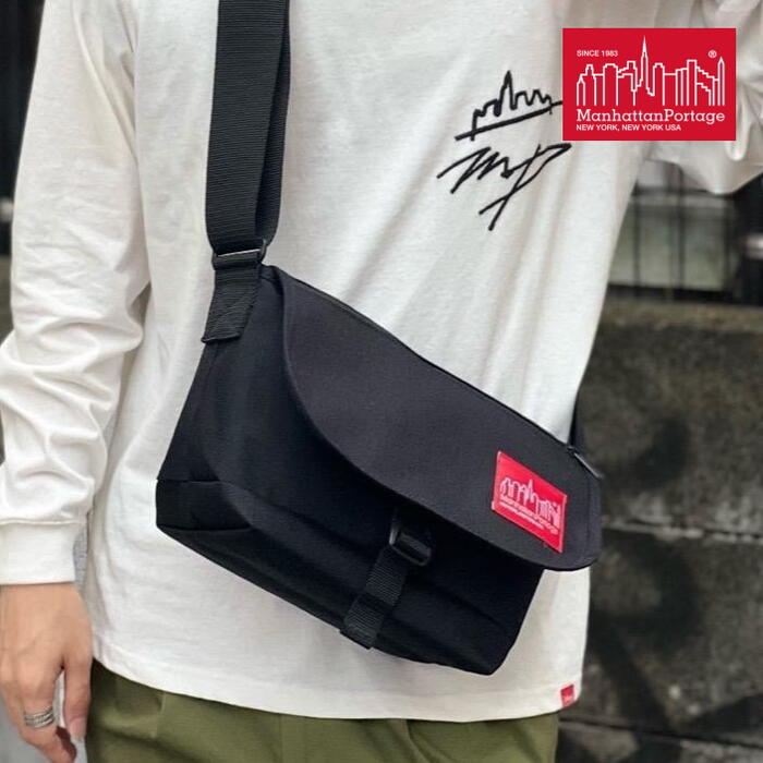 激安通販ショッピング マンハッタンポーテージ Manhattan Portage ナイロンメッセンジャーバッグ JR フラップジッパーポケット  Nylon Messenger Bag Flap Zipper Pocket BLK 1605-JR-FZP ブラック BG fucoa.cl