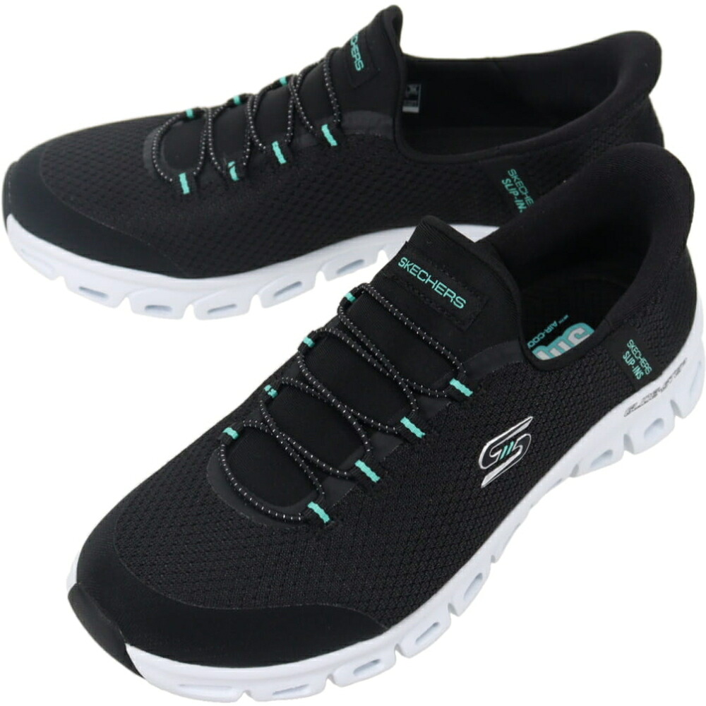 ７月限定！最大全額ポイント還元※要エントリー スケッチャーズ SKECHERS スニーカー グライドステップ - パースート GLIDE-STEP - PURSUIT ブラック/ターコイズ BKTQ 104547【GJOM】｜すにーかー倉庫