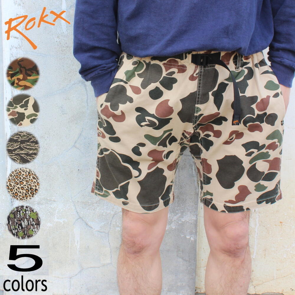 ７月限定！最大全額ポイント還元※要エントリー 定番 ロックス ROKX エムジー カモフラージュ ショーツ MG CAMOUFLAGE SHORT RXMS193028 ウッドランド ダックカモカーキ ブラックタイガー レオパードベージュ リアルツリー［WA］｜すにーかー倉庫 8,085円