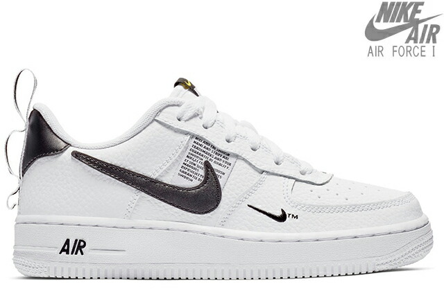 NIKE AIR FORCE 1 LV8 UTILITY GS AR1708-100 WHITE/BLACKナイキ 大気圏 フォース 1 エレベート エレベイト ありがた味 白いこと 黒いこと 制限事項 レディース スニーカー