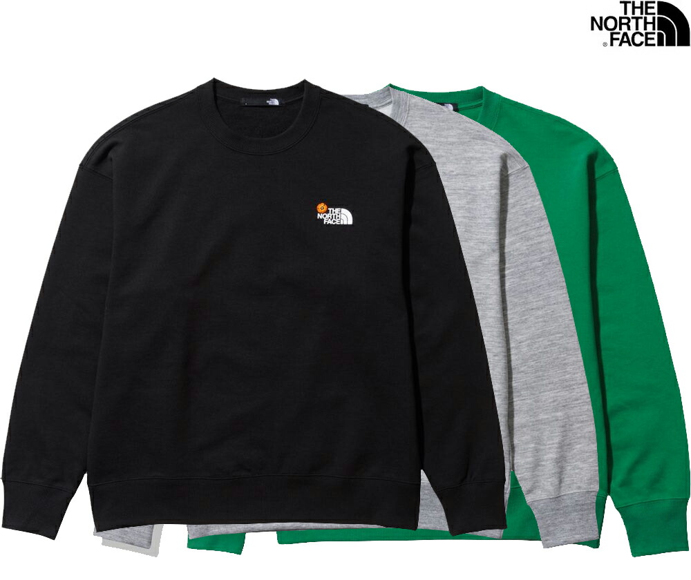 ノースフェイス フラワー ロゴ クルースウェット　グレー S 刺繍 花 ザ・ノース・フェイス(THE NORTH FACE) スウェット トレーナー