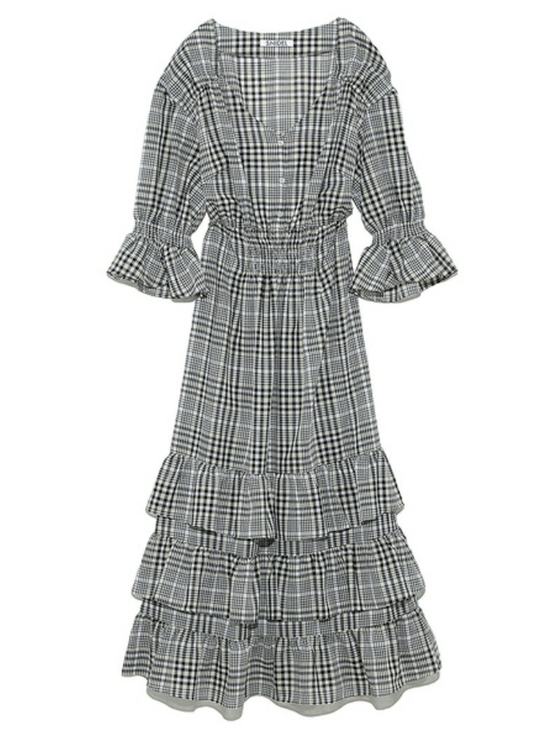 楽天市場 Rakuten Fashion Sale 45 Off チェックシアーティアードロングop Snidel スナイデル ワンピース ロング ワンピース マキシワンピース パープル ブラック Rba E 送料無料 Snidel スナイデル