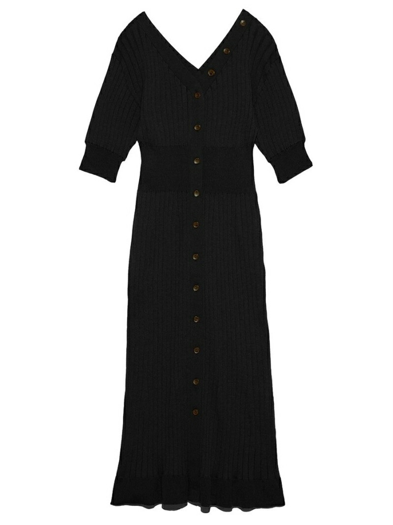 楽天市場 Rakuten Fashion フロントボタンデザインニットop Snidel スナイデル ワンピース ニットワンピース ブラック ホワイト ブルー ブラウン 送料無料 Snidel スナイデル