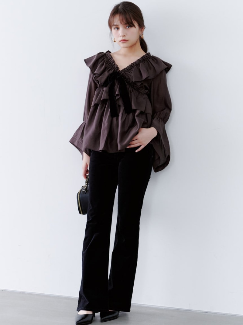 【STYLE UP PANTS】フレアパンツ SNIDEL スナイデル パンツ その他のパンツ ブラック【先行予約】*【送料無料】[ Fashion]｜SNIDEL／スナイデル