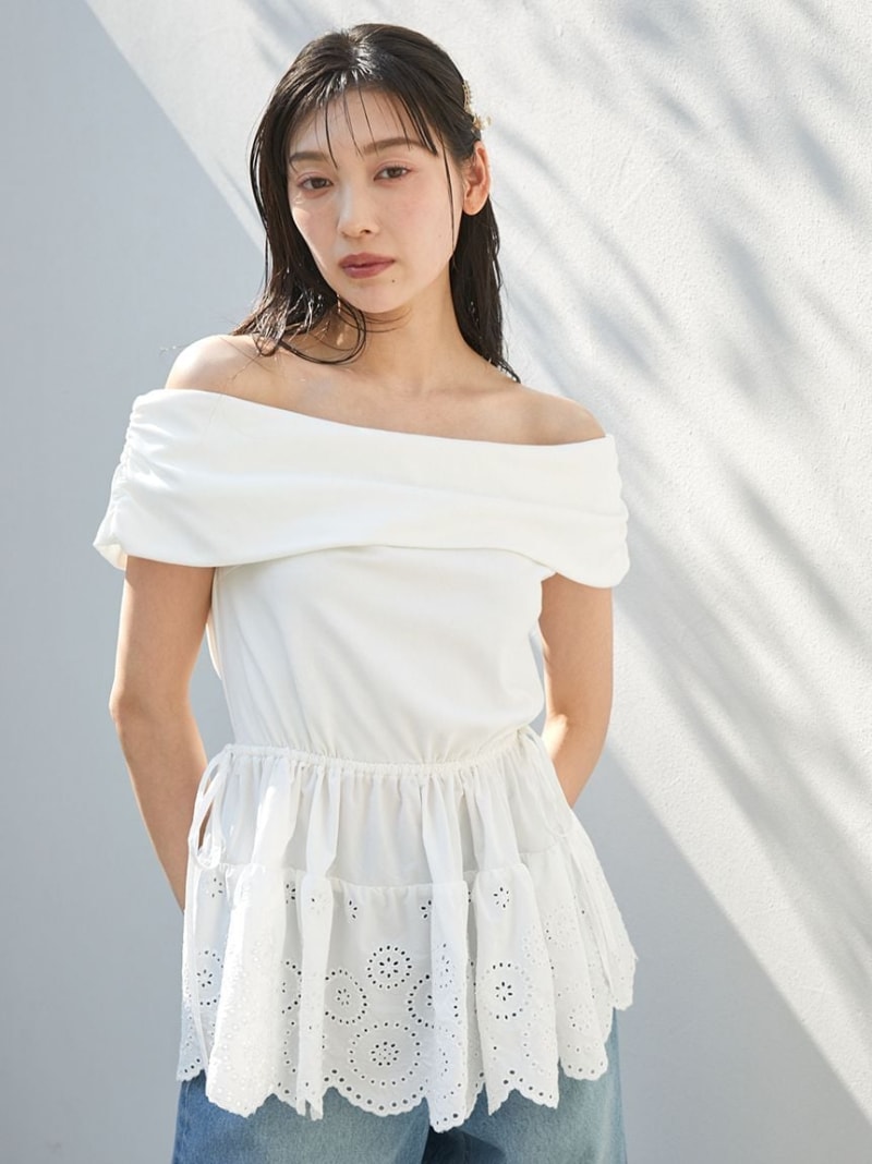 楽天市場】【SALE／50%OFF】カットオフショルペプラムプルオーバー 