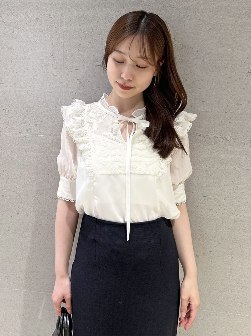 (セール60%OFF&PT5) snidel / スナイデル   レースブラウス  25春夏. SWFB252033 snidel （スナイデル）レースブラウス 25春夏.【SWFB252033