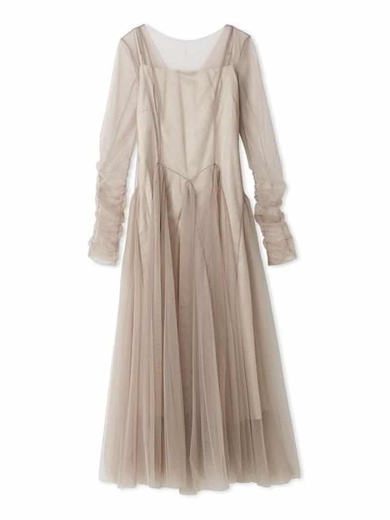 チュールボリュームドレス SNIDEL スナイデル ワンピース・ドレス ワンピース ネイビー グリーン【送料無料】[ Fashion]