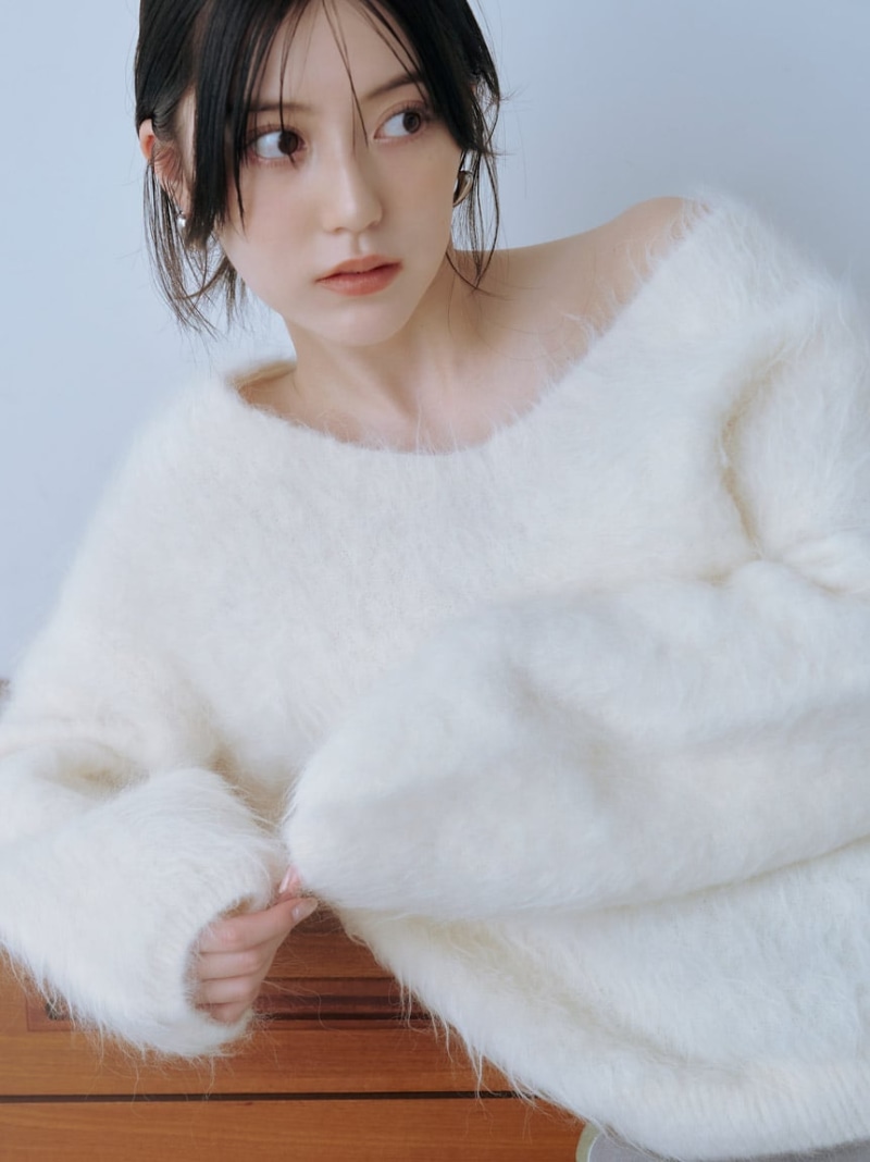 【SALE／50%OFF】【HIGH QUALITY】スリアルパカVネックプルオーバー SNIDEL スナイデル トップス ニット ピンク ホワイト【RBA_E】【送料無料】[ Fashion]