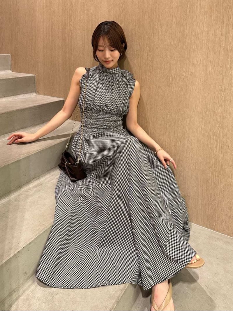 フリルスリーブチェックワンピース SNIDEL スナイデル ワンピース・ドレス ワンピース ホワイト【送料無料】[ Fashion]｜SNIDEL／スナイデル