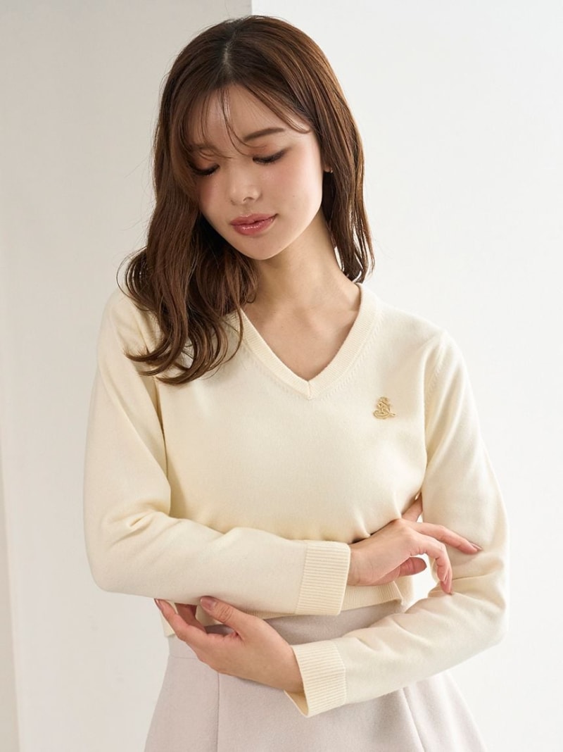 【SALE／20%OFF】ブローチ付きニットプルオーバー SNIDEL スナイデル トップス ニット グレー イエロー【RBA_E】【送料無料】[ Fashion]