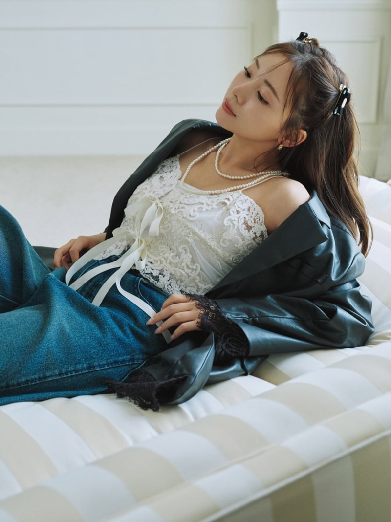 レースキャミビスチェ SNIDEL スナイデル トップス シャツ・ブラウス ブラック【先行予約】*【送料無料】[ Fashion]｜SNIDEL／スナイデル