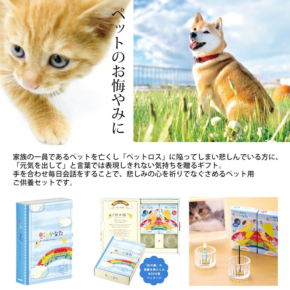 楽天市場 ペット お供え プリザーブド 犬 お悔やみ 贈り物 ペット 犬 お悔やみ 花 お悔やみ花 プリザーブドフラワー ブリザード お線香 メッセージ 贈り物 お悔やみの言葉 お供え花 お供え物 線香 虹のかなたとフラワーセット カメヤマ ペット供養 メモリアルギフト
